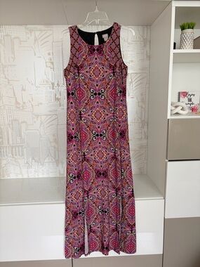 Chico's Multicolor Pink Patterned Sleeveless Maxi Dress Size 0/4-6